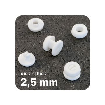 Druckösen, Kunststoff dick, Füllhöhe: 2.5 mm - weiss
