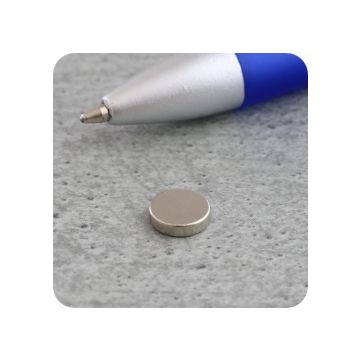 Scheibenmagnete aus Neodym, N35 axial, 2 mm dick, Ø 8 mm - vernickelt