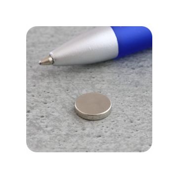 Scheibenmagnete aus Neodym, N35 axial, 2 mm dick, Ø 9.5 mm - vernickelt