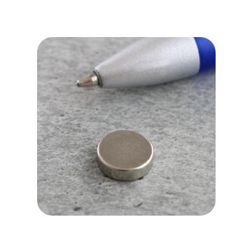 Scheibenmagnete aus Neodym, N35 axial, 4 mm dick, Ø 10 mm - vernickelt
