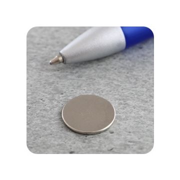 Scheibenmagnete aus Neodym, N35 axial, 1 mm dick, Ø 15 mm - vernickelt
